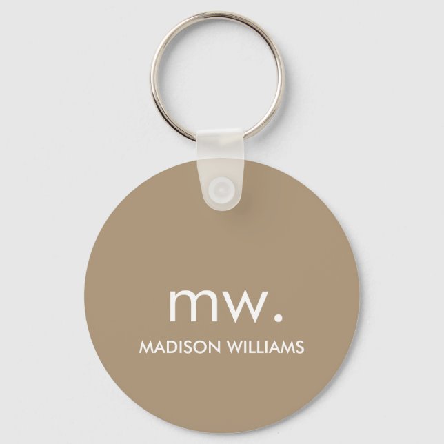 Monogram Pastel Elegant Stylish Modern Minimalist  Keychain (Front)