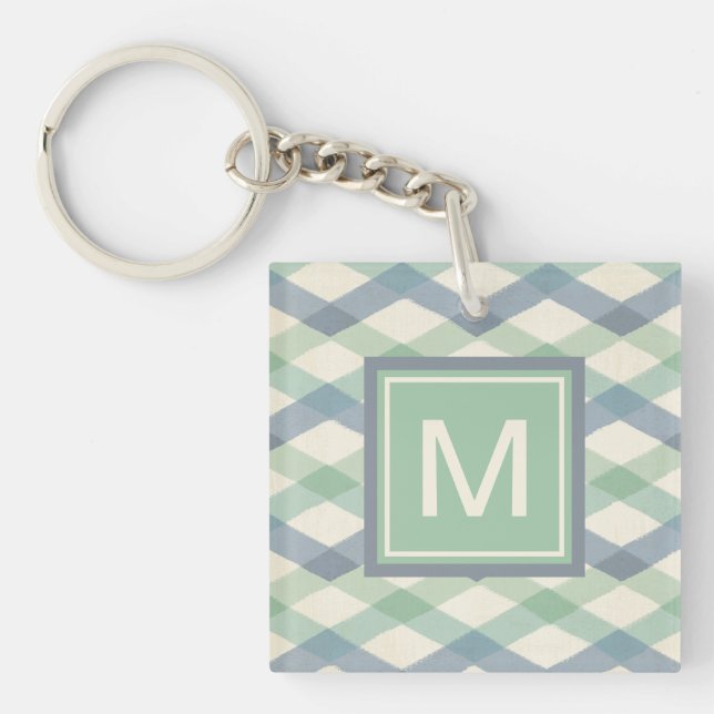 Monogram | Pastel Geometric Pattern Keychain (Front)