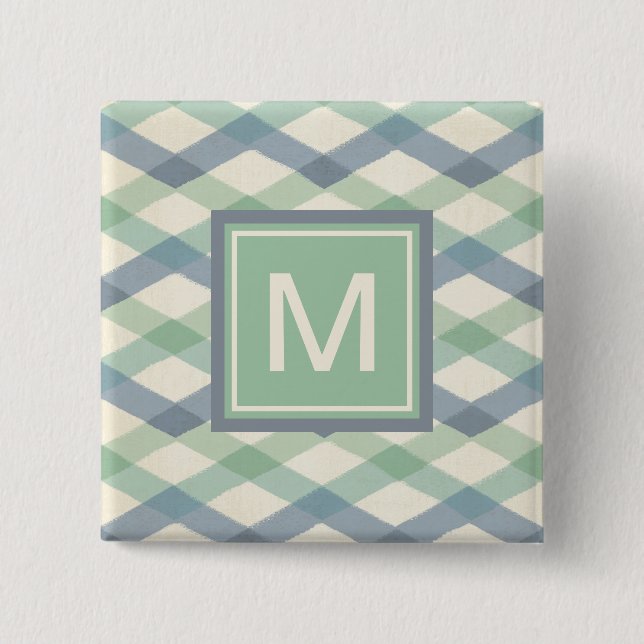 Monogram | Pastel Geometric Pattern Pinback Button (Front)