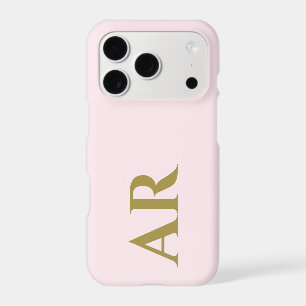 Monogram Pastel Pink Gold Initials Minimalist Chic iPhone 17 Pro Case