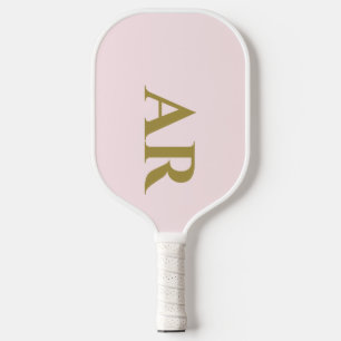 Monogram Pastel Pink Gold Initials Minimalist Chic Pickleball Paddle