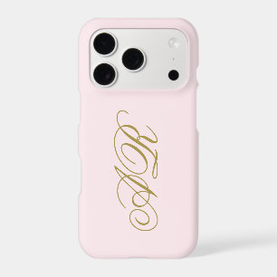 Monogram Pastel Pink Gold Initials Script Minimal iPhone 17 Pro Case