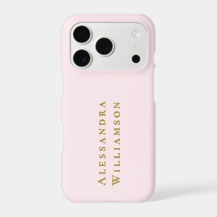 Monogram Pastel Pink Gold Name Minimalist Modern iPhone 17 Pro Case