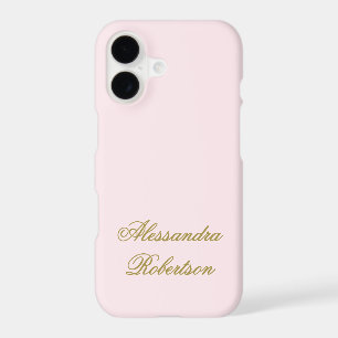 Monogram Pastel Pink Gold Name Script Minimalist iPhone 17 Case