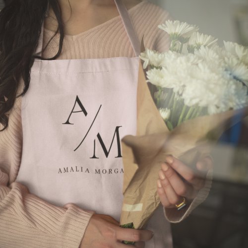 Monogram Pastel Pink Minimal Apron