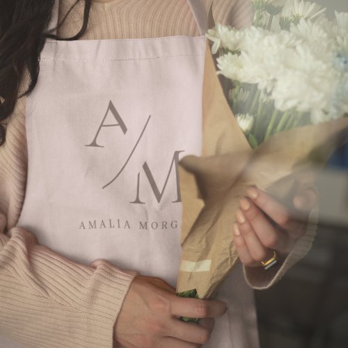 Monogram Pastel Pink Minimal Apron