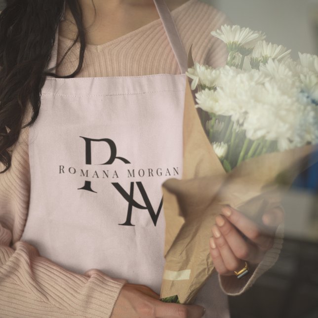 Monogram Pastel Pink Personalized Apron (Creator Uploaded)