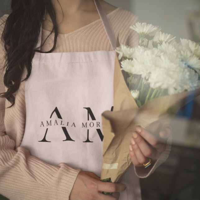 Monogram Pastel Pink Personalized Apron (Creator Uploaded)