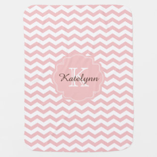Monogram Pastel Pink Zigzag Custom Baby Blanket