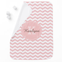 Monogram Pastel Pink Zigzag Custom Baby Blanket Monogram Pastel Pink Zigzag Custom Baby Blanket