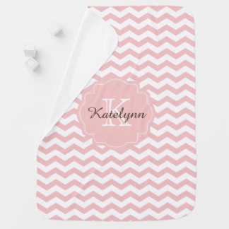 Monogram Pastel Pink Zigzag Custom Baby Blanket