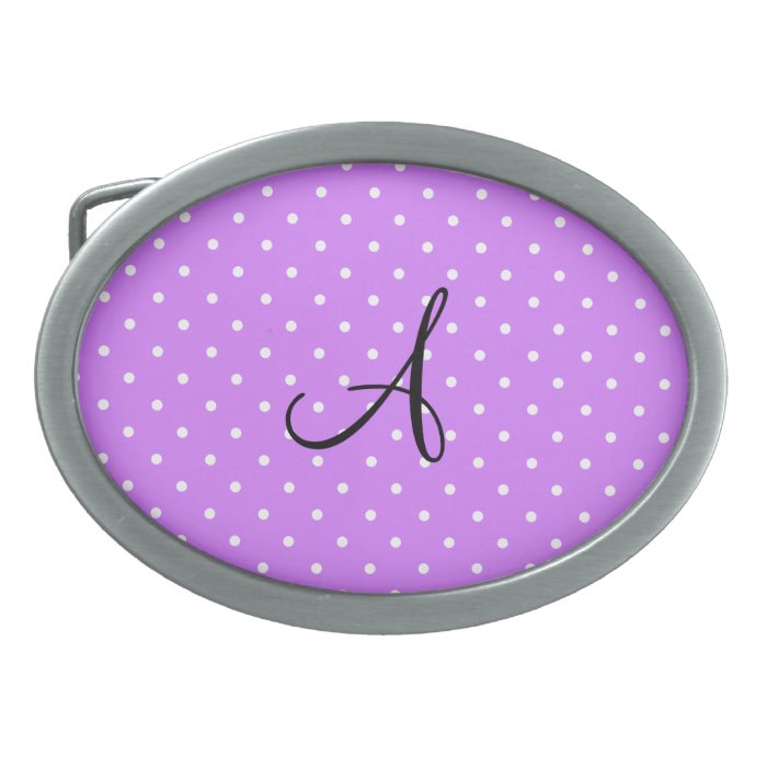 Monogram pastel purple white polka dots belt buckle