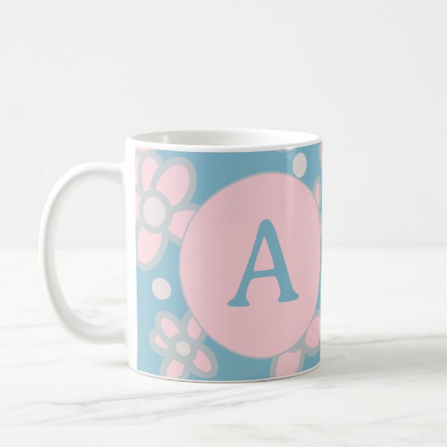 Monogram Pastel Retro Coffee Mug (Left)
