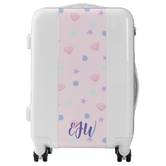 Monogram Pastel Seashells and Pearls in Pink Luggage