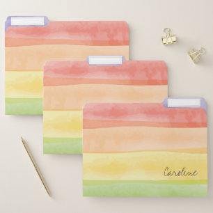 Monogram. Pastel. Watercolor Cute Rainbow Colors. File Folder