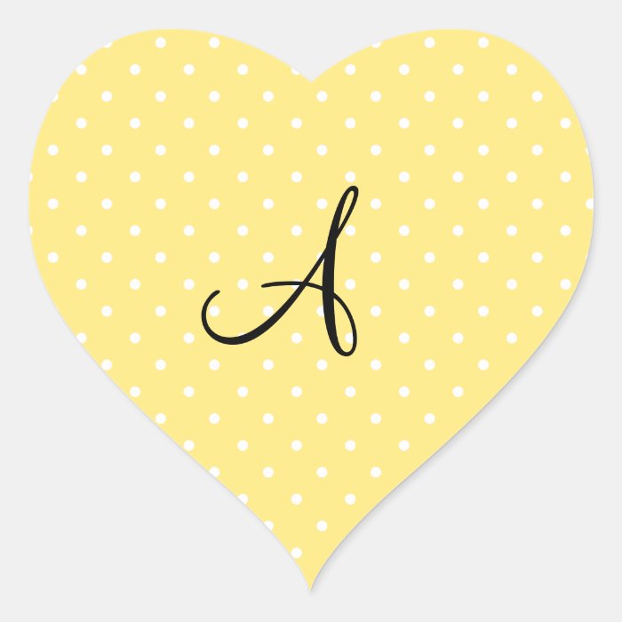 Monogram pastel yellow white polka dots sticker