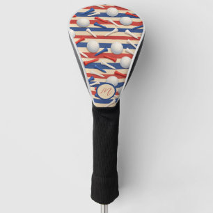 Monogram patriotic red white and blue tees & balls golf head cover