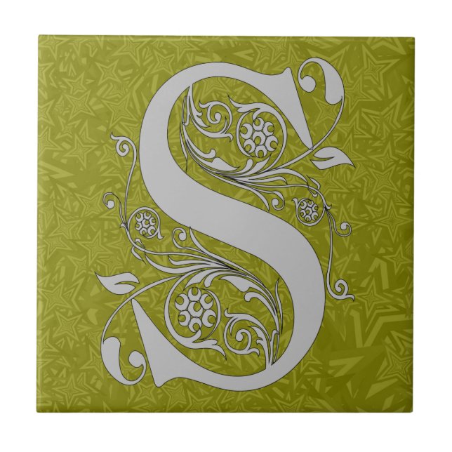 Monogram Pattern Ceramic Photo Tile (Front)