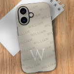 Monogram pattern Modern Typography iPhone 16 Case<br><div class="desc">Introducing this sleek and stylish iPhone 16 case, featuring a modern monogram pattern designed with simplicity and elegance in mind. The case showcases a personalized name pattern using a clean, contemporary font, making it the perfect accessory for those who value both individuality and minimalism. The standout feature is the simple...</div>