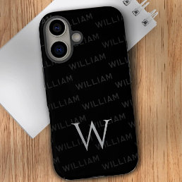 Monogram pattern Modern Typography iPhone 16 Case