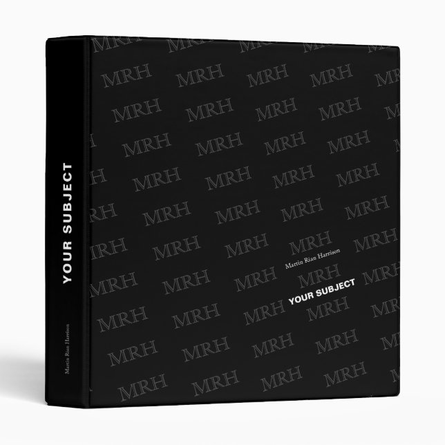 monogram pattern on black binder (Front/Spine)