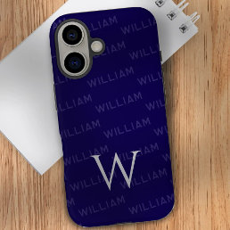 Monogram pattern simple typography iPhone 16 case