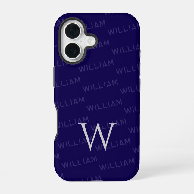 Monogram pattern simple typography iphone case (Back)