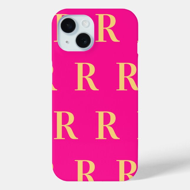 Monogram Pattern Stylish Hot Pink Case-Mate iPhone Case (Back)