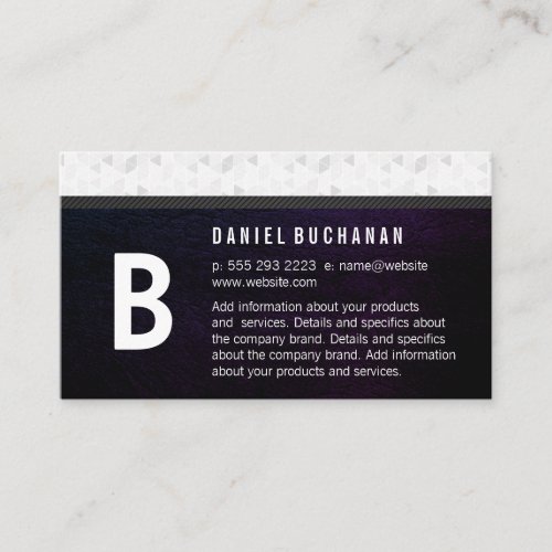 Monogram  Pattern Trim Purple Texture Business Card