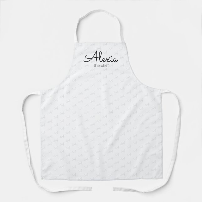 monogram pattern white apron (Front)