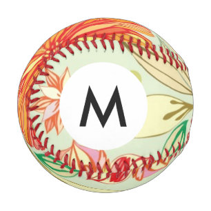 Monogram Pattern with asters Baseball