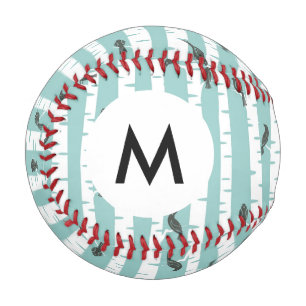 Monogram Pattern with birds and trees Baseball