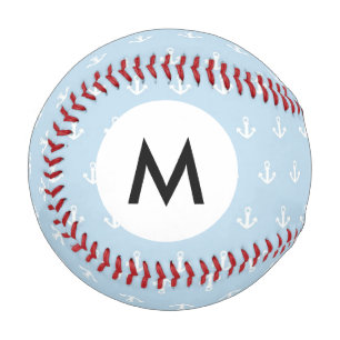 Monogram Pattern with white anchors on blue Baseball