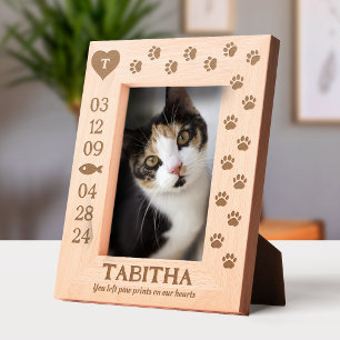 Monogram Paw Prints On Our Hearts Cat Memorial Engraved Frames