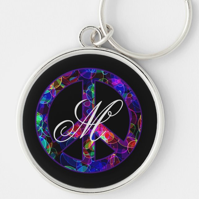 Monogram Peace Sign Premium Key Chain (Front)