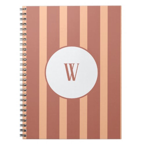 Monogram Peach and Rooibos Stripes Notebook