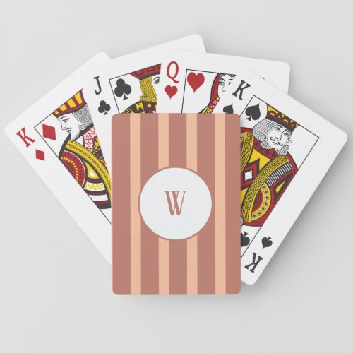 Monogram Peach and Rooibos Stripes Poker Cards