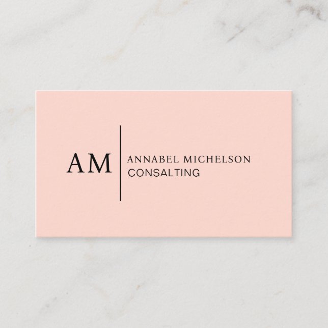 Monogram Peach Business Card (Front)