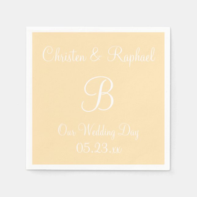 Monogram Peach Classy Color Coordinated Napkins (Front)