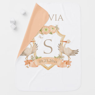 Monogram Peach Crest Baby  Blanket
