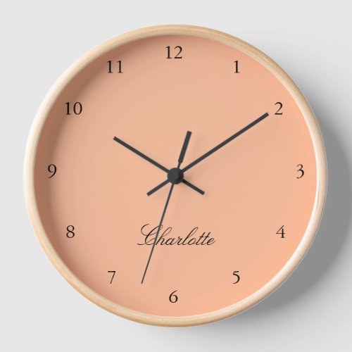 Monogram Peach Modern Minimalist Clock