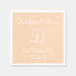 Monogram Peach Puff Fashionable Colorful Paper Nap Napkins