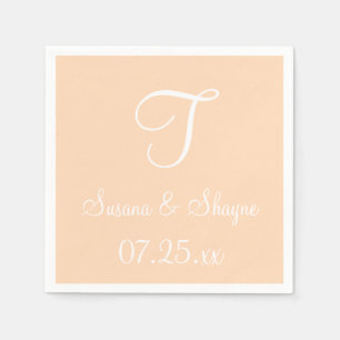 Monogram Peach Puff Simple Color Coordinating Napk Napkins
