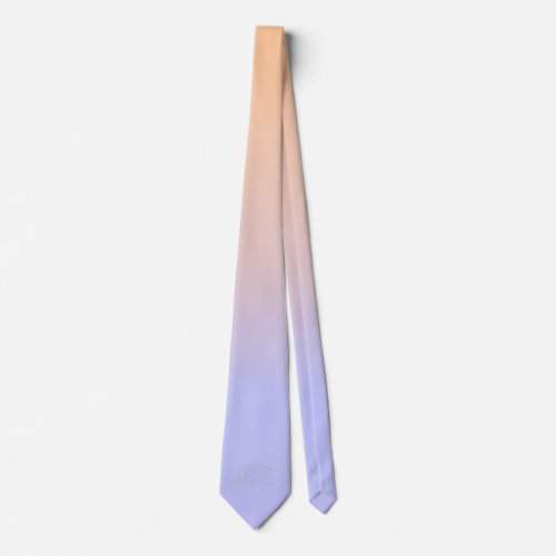 Monogram Peach Purple Ombre Faded Neck Tie