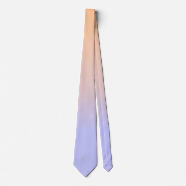 Monogram Peach Purple Ombre Faded Neck Tie (Front)