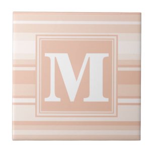 Monogram peach stripes ceramic tile