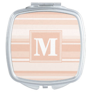 Monogram peach stripes compact mirror