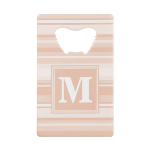 Monogram peach stripes credit card bottle opener