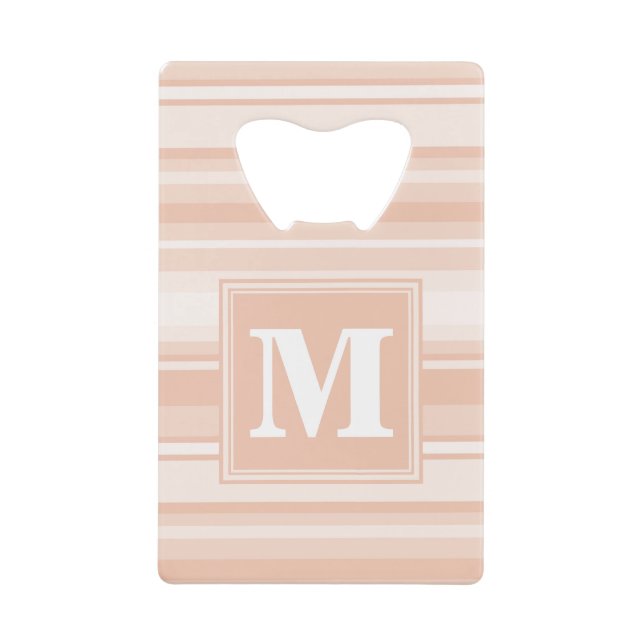 Monogram peach stripes credit card bottle opener (Front)