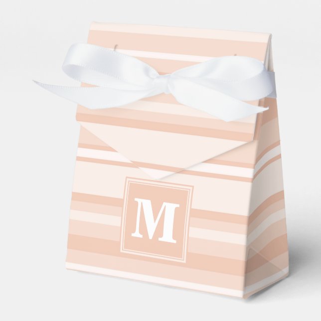 Monogram peach stripes favor boxes (Front Side)
